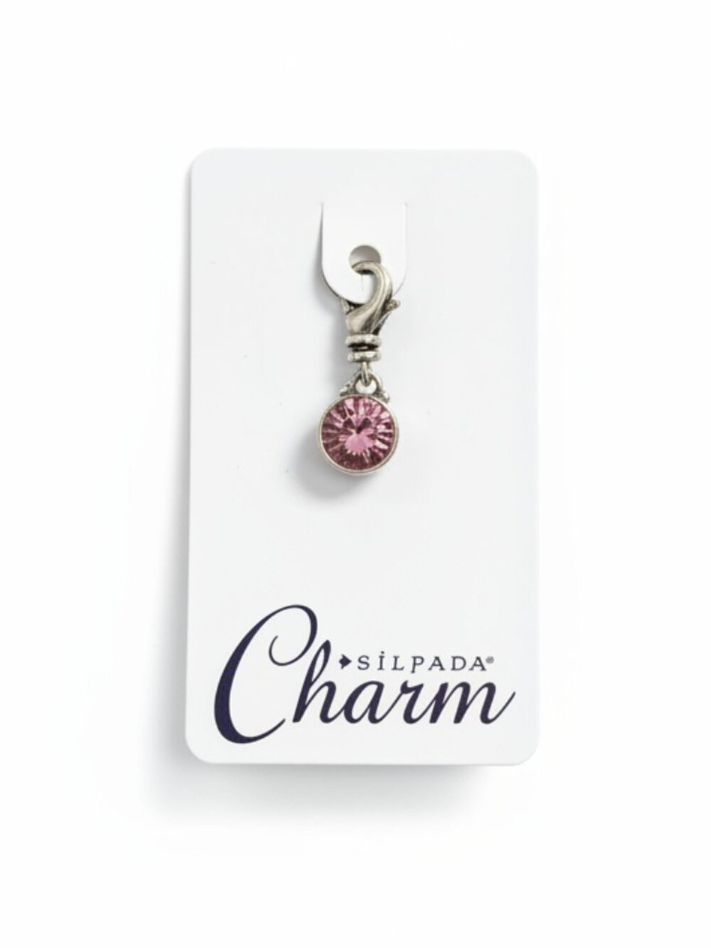 NEW C2536 SILPADA OCTOBER PINK TOURMALINE BIRTHSTONE CHARM Sterling 925 Silver